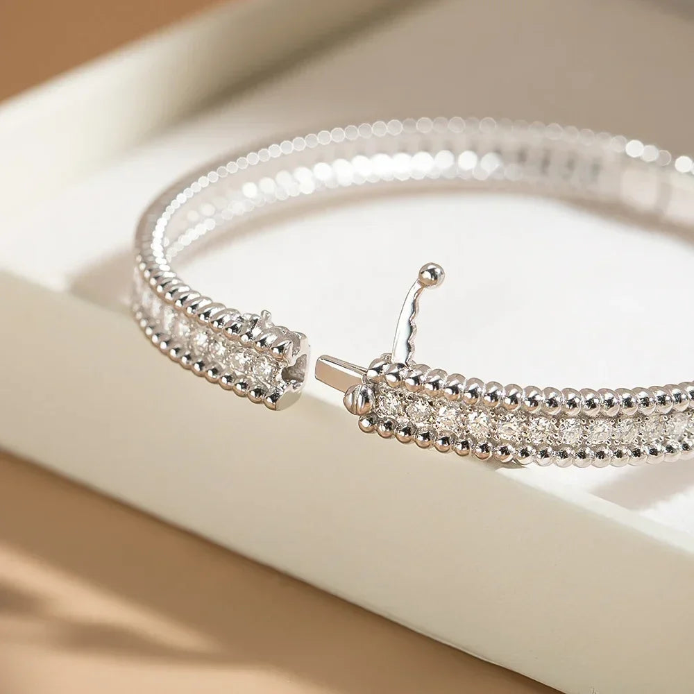 Moissanite 2mm Bracelet 18K Gold Plated Tennis Bangle - Tophatter Daily Deals